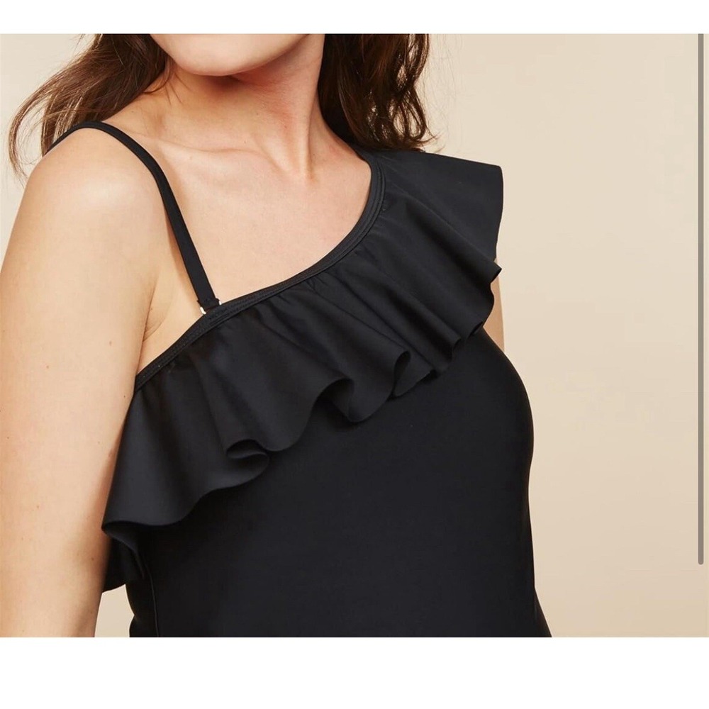 Beach Bump Ruffle Front one Shoulder UPF 50+ Swimsuit Motherhood Maternity Large - Picture 3 of 9